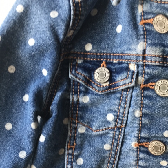 Baby Gap polka dot denim jacket with pockets - Picture 3 of 4